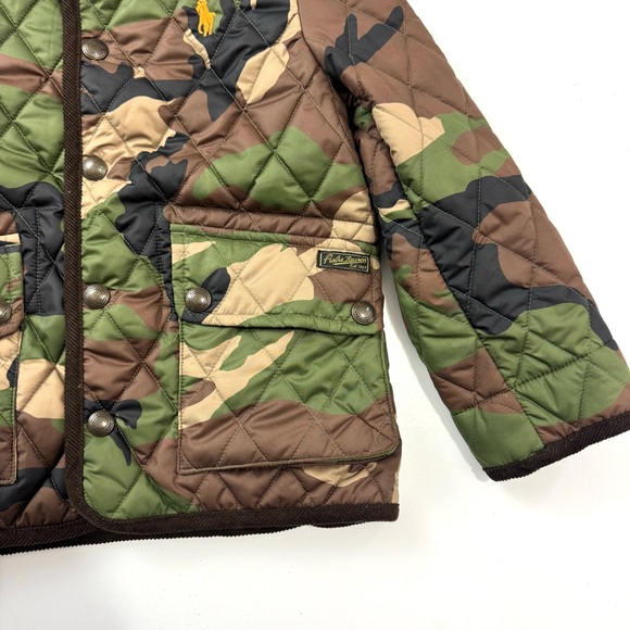Polo Ralph Lauren Toddler Boy's Sz 4T Quilted Puffer Jacket Car Coat Green Camo - Picture 3 of 7